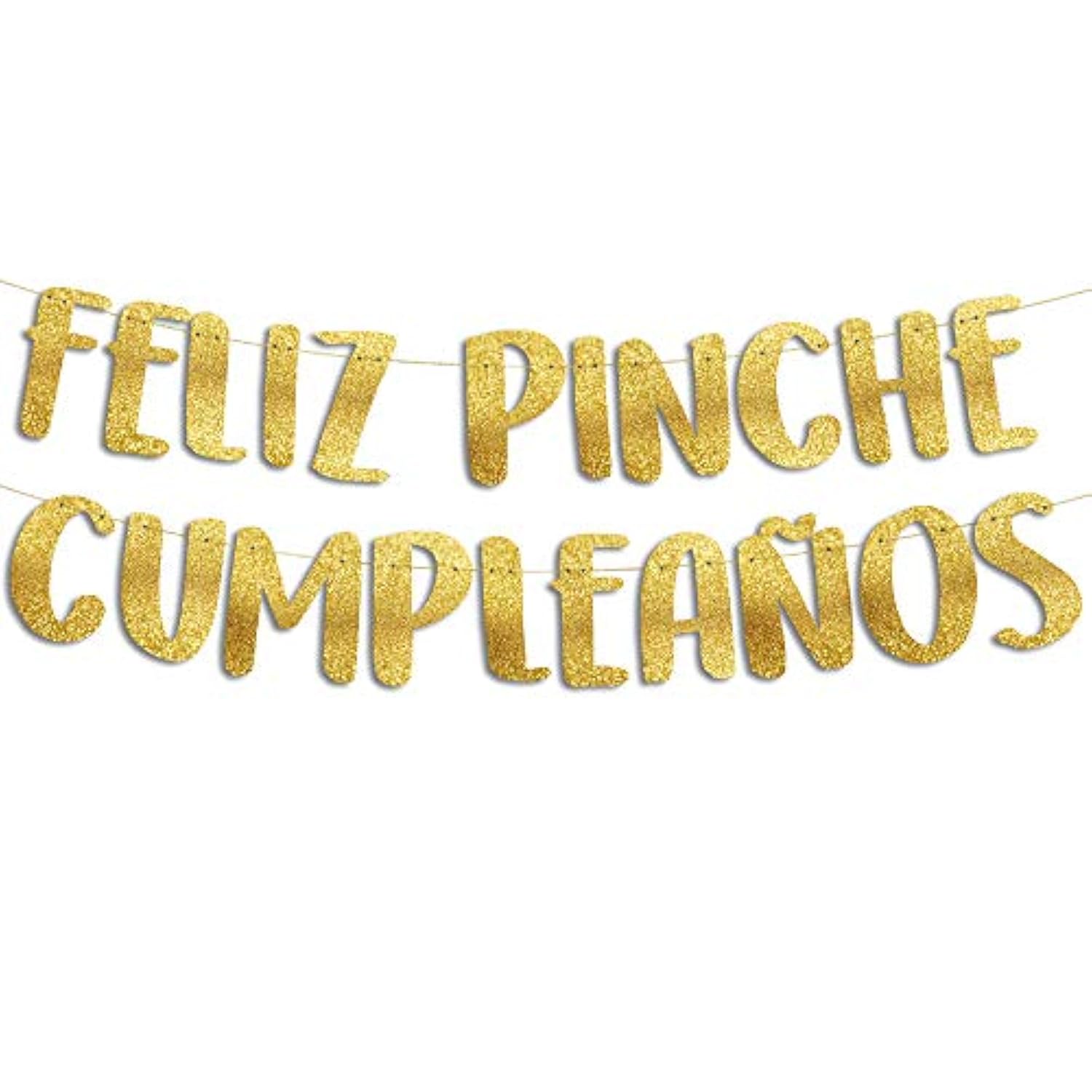 Feliz Pinche Cumpleaños Gold Glitter Banner Spanish Birthday Fiesta Decorations