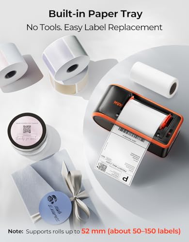 Mc240 Bluetooth Thermal Label Printer With Battery, Built-In Paper Bin, Portable Wireless 4×6 Shipping Label Printer, Compatible With Ios, Android, Windows, Mac, Works For Small Business