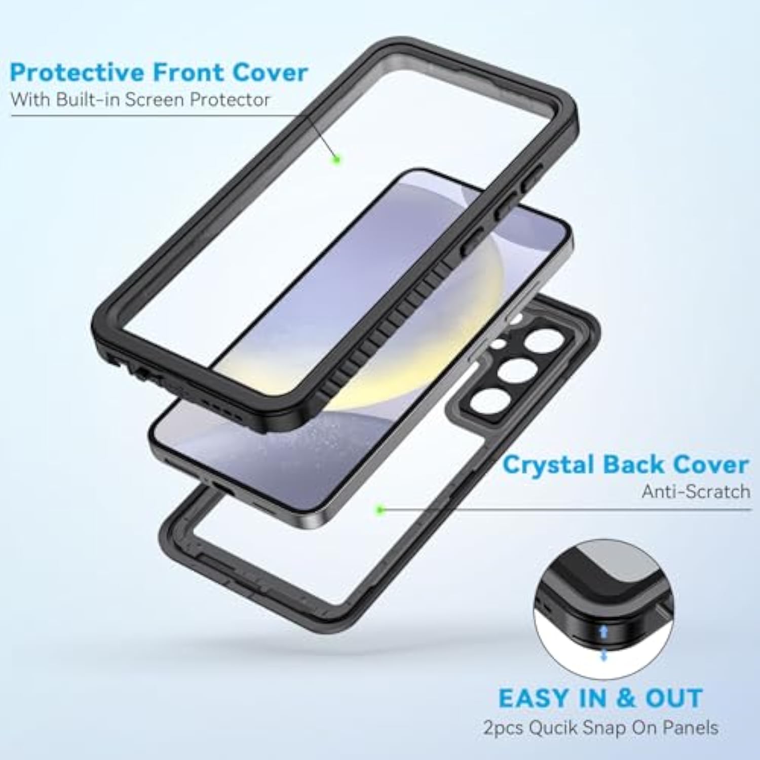For Samsung Galaxy S24 Phone Case Ip68 Waterproof Dustproof, Builtin Screen Protector, Rugged Full Body Shockproof Protective Cover For Galaxy S24 5G 6.2 Inch, Black
