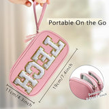 Personalized Electronics Travel Organizer Cable Management Case Phone Charger Charging Cords Tech Accessories Pouch, Unique Trip Gifts For Women Traveler College Teen Girls Vacation Pink