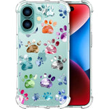 Cases Compatible With Iphone 16 Case For Women Cute Phone Case Clear Design, 16 Case Transparent Cool Kawaii Protective,Lovely Dogs Paws Animal Watercolor