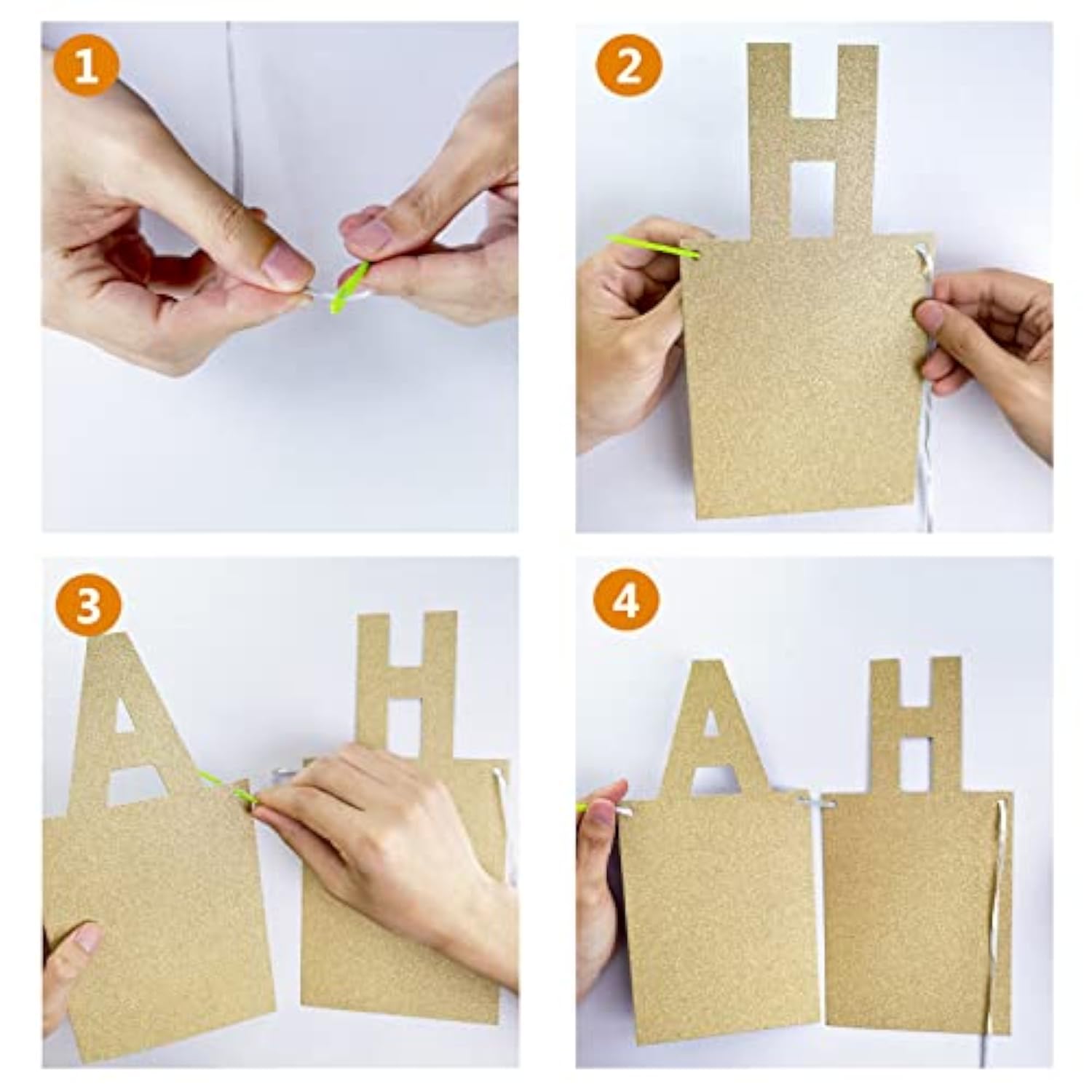 Birthday Photo Banner With 2 Strings Of Fairy Lights For Children And Adult Birthday Party Decorations, Annual Milestone Happy Birthday Banner (Gold)