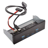 USB-C & USB 3.0 HUB 4 Ports Front Panel to Motherboard 20Pin Connector Cable for 5.25" CD-ROM Bay