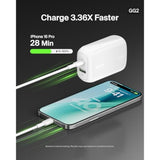 Belkin BoostCharge 42W Dual Port Wall Charger, USB-C + USB-A Charger Fast Charging for iPhone 16, 15, 14, 13, Pro, Pro Max, iPad, AirPods, Samsung Galaxy S25, Nintendo Switch 2 & More - White