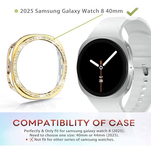 Bling Case Compatible with  Galaxy Watch 8 40mm Case for Galaxy s8, Big Shiny Diamonds Bumper Protector, Stylish Bumper Shell for