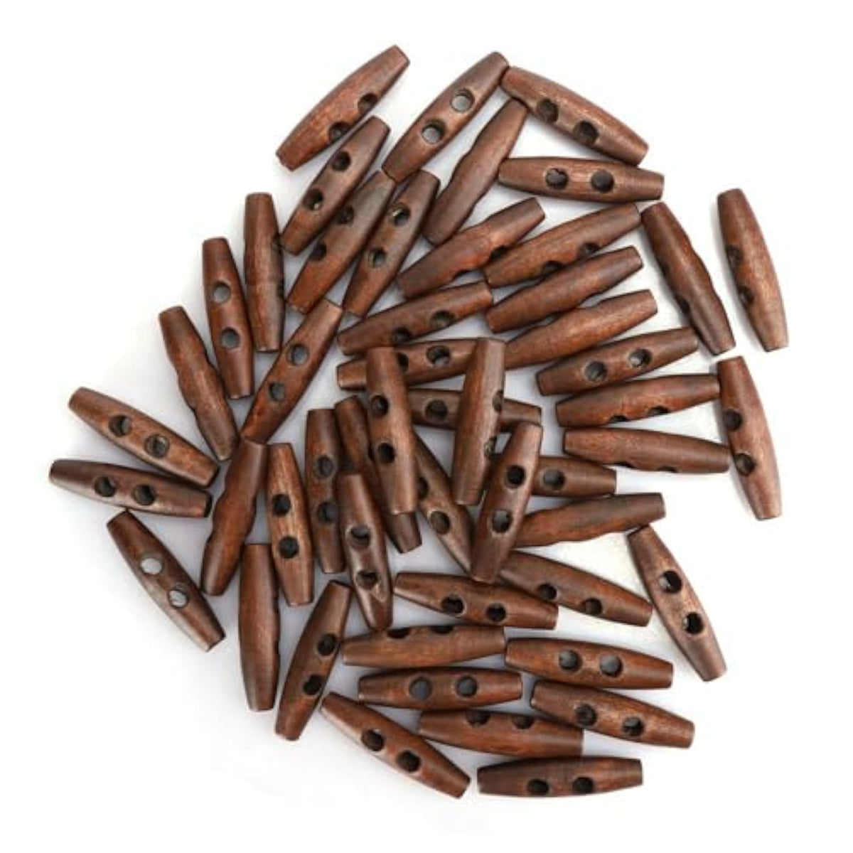 50Pcs Wood Toggle Buttons, Wood Sewing Horn Toggle Buttons 2 Holes Woo