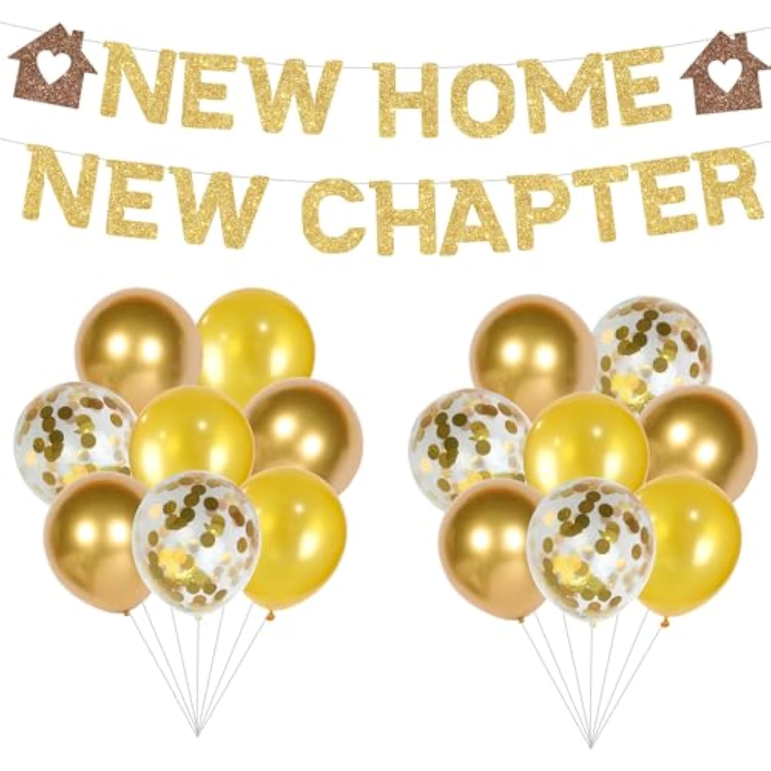 Gold New Home Banner & Balloons Housewarming Party Decorations