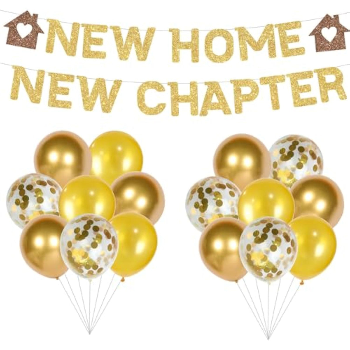 Gold New Home Banner & Balloons Housewarming Party Decorations