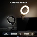 Neewer Basic 5" Ring Light For Video Conference Lighting, Clip On Light Kit With Desk Tr For Monitor Laptop Computer Zoom Call Live Streaming Remote Working Learning Video Recording, Br60