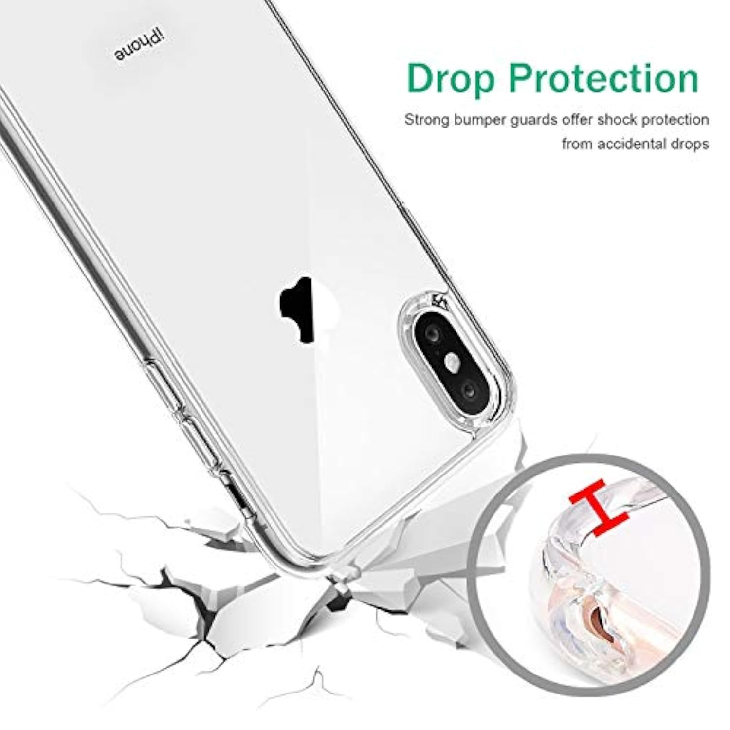 Phone Case Compatible With Iphone Xs Max, Clear Case Shockproof Protective Bumper Slim Cover For 6.5 Inch