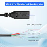 Usb C Pigtail Power Cable,2 Pack 5V Usb Type C Female To 4 Cores Bare Wire Extension Data Cable For Usb C Equipment Installed Or Replacement Repair Diy Cable?0.5M?