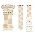 Silicone Strap For Series 10 Apple Watch Band 42/41Mm, Stylish Checkerboard Bracelet With Gold Bling Z Charm For Iwatch 40/38Mm Series 9 8 7 6 5 4 3 Se, Designer Sport Wristband For Apple Watch Bands