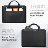 14 Inch Laptop Sleeve Case Bag For Hp 14" Laptop, Lenovo Dell Asus Acer Chromebook 14, Hp Stream 14, Dell Latitude 14, Asus Vivobook 14, Leather Computer Bag With 3 Compartments & Handle, Black