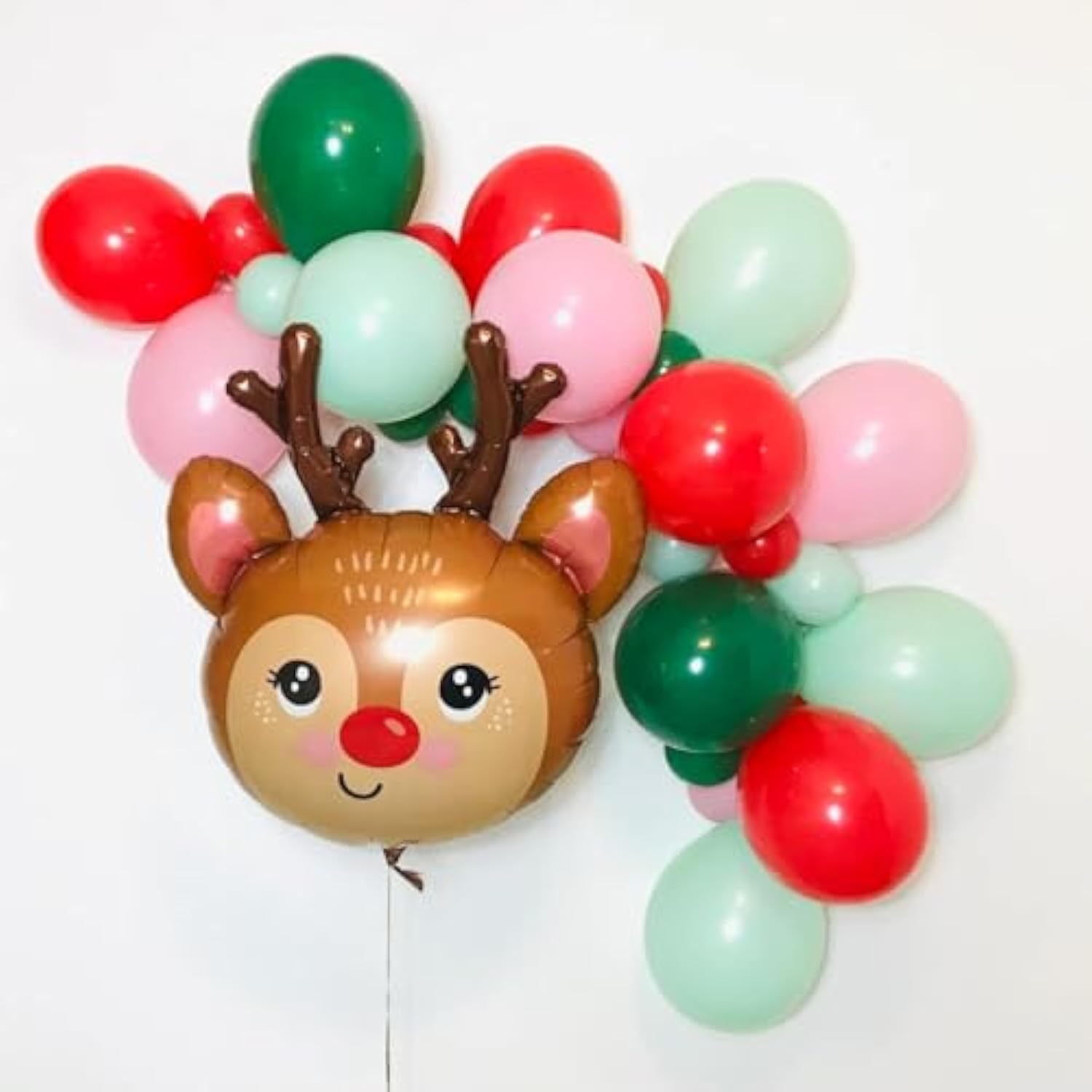 Christmas Balloon Garland Arch Kit, 120 Pcs Red Green Pink Balloon Arch Kit With Xmas Candy Cane Elk Candy Foil Balloons Perfect For Xmas Christmas Holiday New Year Birthday Party Supply Decorations