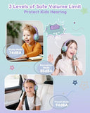 Kids Headphones, 74/85/94dB Volume Limiter, Foldable Wired Over Ear Headphones for Travel, 3.5mm Jack, Toddler Headphones for School, Chromebook,