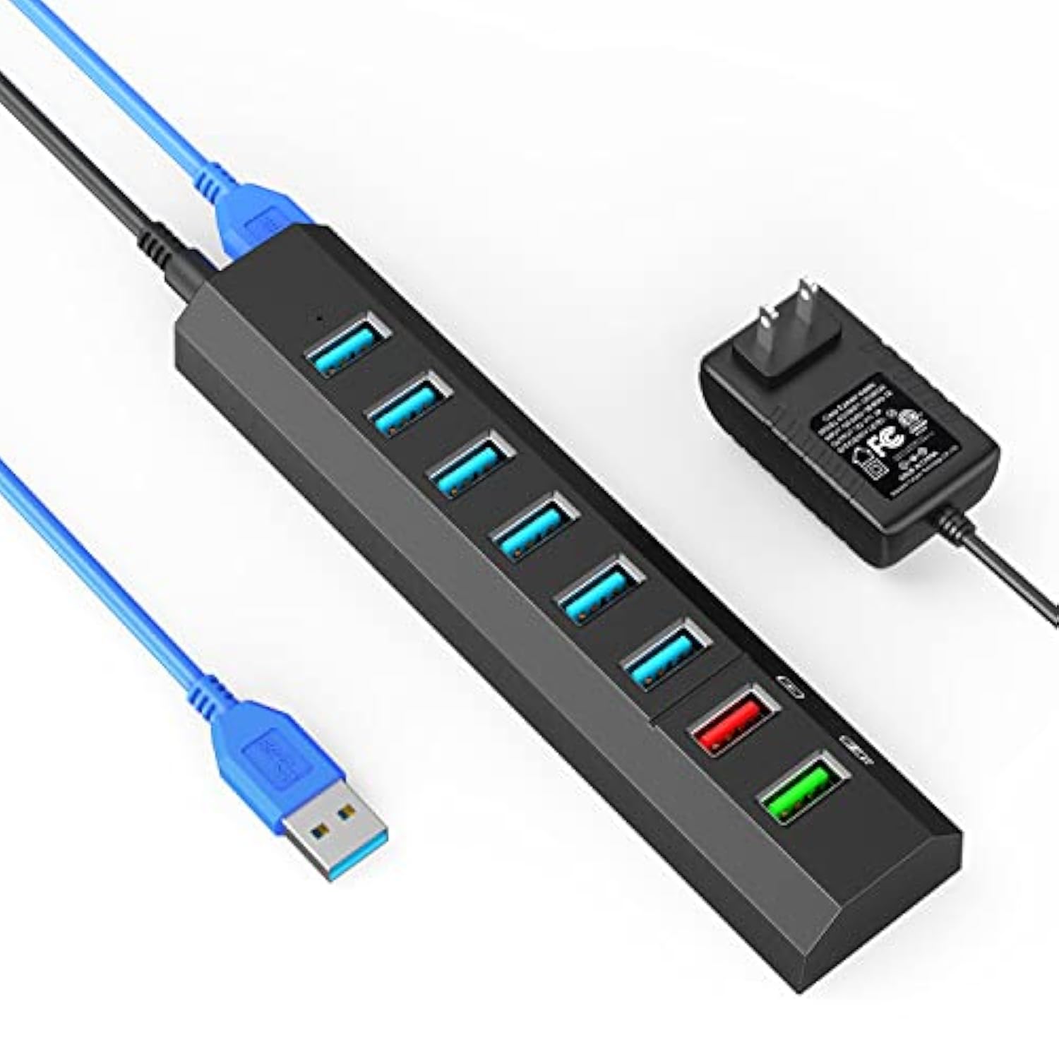 Powered Usb Hub, 8-Port Usb Hub 3.0 Powered Usb Splitter With 2 Fast Charging