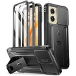 Revolution Case For Motorola Moto G Stylus 5G 2024,[Slide Camera Cover],[20Ft Mil-Grade Drop Tested], Full-Body Grade Rugged Shockproof Cover With Kickstand And Built-In-Screen Protector, Black