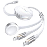 Retractable Apple Watch Charger Usb C Cable Fast Charging, 3 In 1 Charging Cable, Retractable Car Charger For Multiple Travel Devices For Apple Watch 10/9/8/Ultra 2, Iphone 16/15/14, Galaxy S25