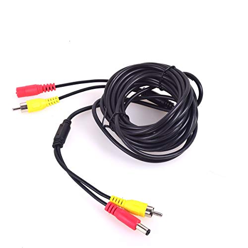 Car RCA DC Audio Video AV Extension Cable for CCTV Security, Truck Bus Trailer Reverse Parking Camera (5 Meters/16 Feet) - 2 in 1 RCA Video & DC