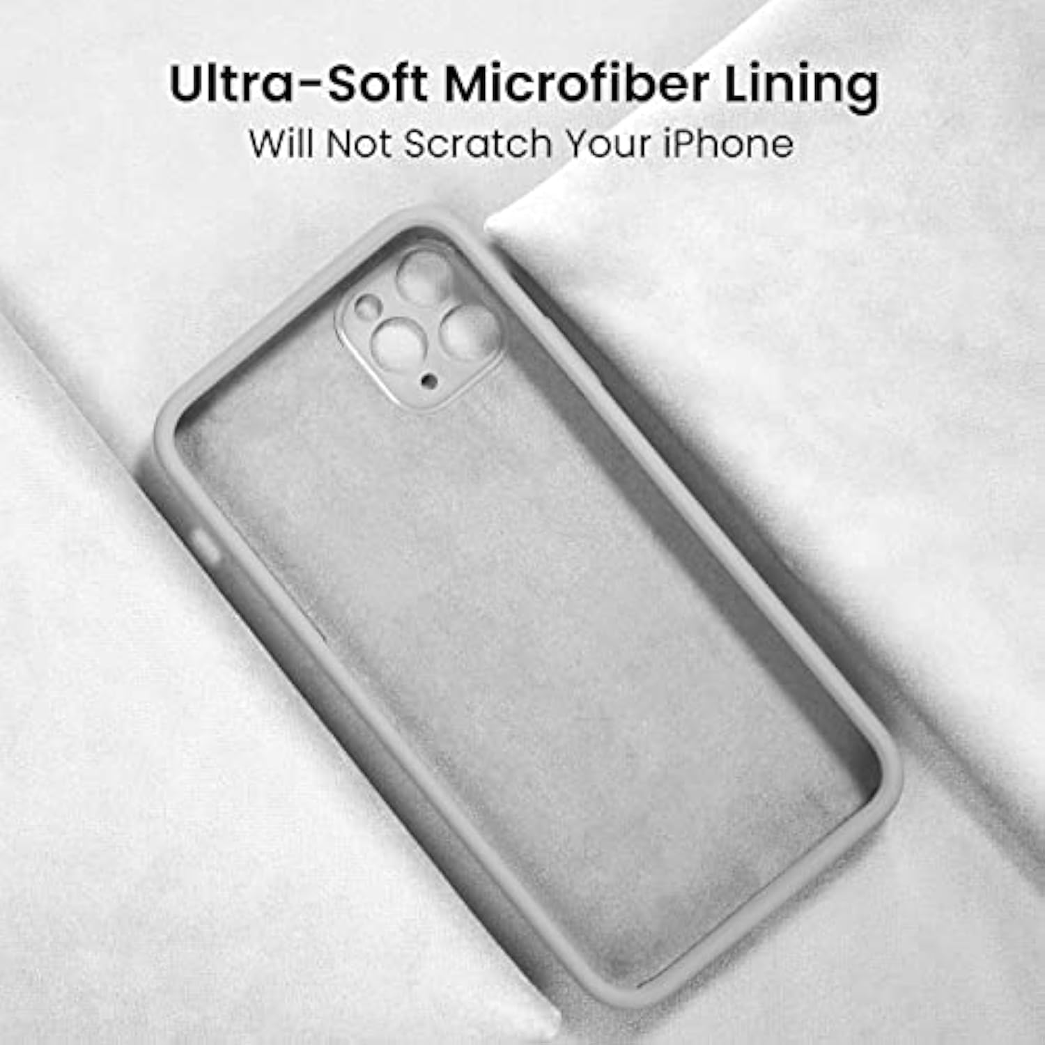 Designed For 12 Pro Max Case, Silicone [Camera Protecion] Phone Case With Soft Anti-Scratch Microfiber Lining, 6.7 Inch, White