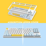 Ak873 Gaming Keyboard,Rainbow Led Backlit,Hot-Swappable Blue Switch,Pbt Keycap,75% Tkl Layout,Ergonomic Mechanical Keyboard With Custom Coiled Usb/Type-C Aviation Cable(Blue White)