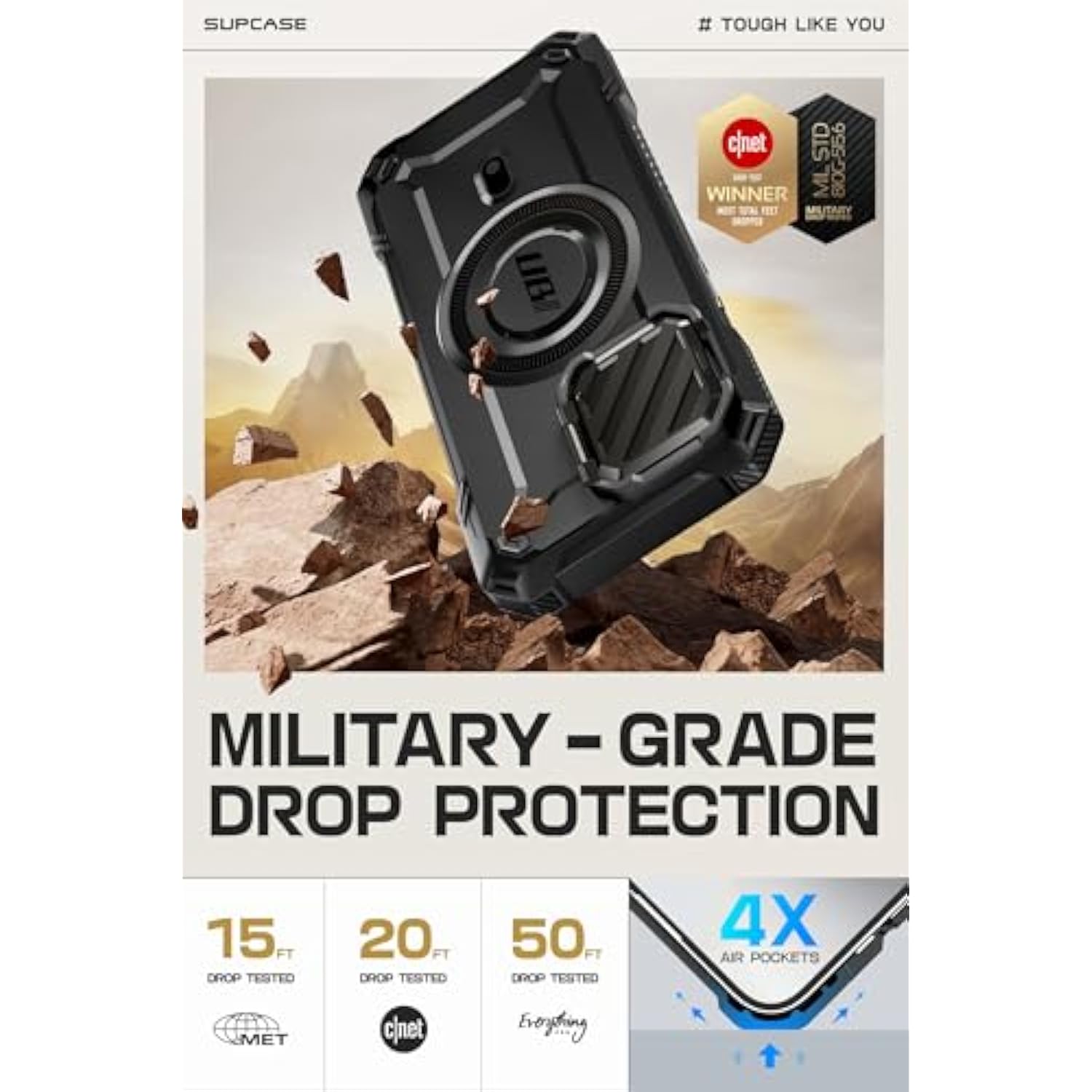 SUPCASE for iPhone 16e/15/14/13 Case with Camera Cover Stand (UBMag XT), [Compatible with MagSafe] [Built-in Kickstand] [Military-Grade Protection] Heavy Duty Magnetic Case for iPhone 16e 6.1", Black