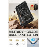 SUPCASE for iPhone 16e/15/14/13 Case with Camera Cover Stand (UBMag XT), [Compatible with MagSafe] [Built-in Kickstand] [Military-Grade Protection] Heavy Duty Magnetic Case for iPhone 16e 6.1", Black