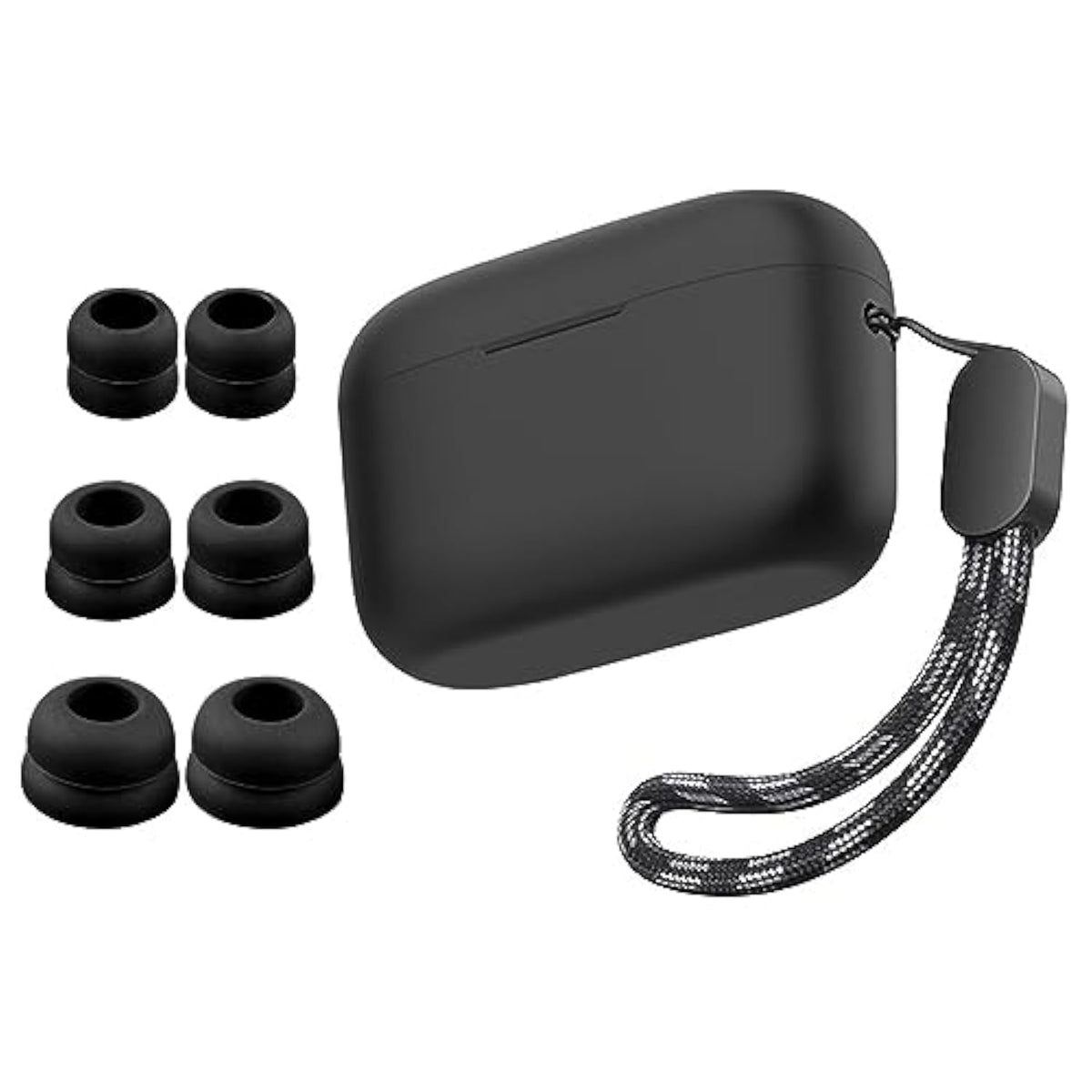 Compatible With Anker Soundcore A20I Case Ear Tips Kit, Silicone Shockproof Skin With Keychain And 3 Pairs Double Flange Eartips Set Comopatible With Soundcore A20I Black