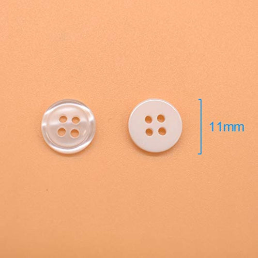 11Mm 200Pcs Sewing Shirt Resin Buttons 4 Holes White Faux Pearl Finish