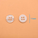 11Mm 200Pcs Sewing Shirt Resin Buttons 4 Holes White Faux Pearl Finish