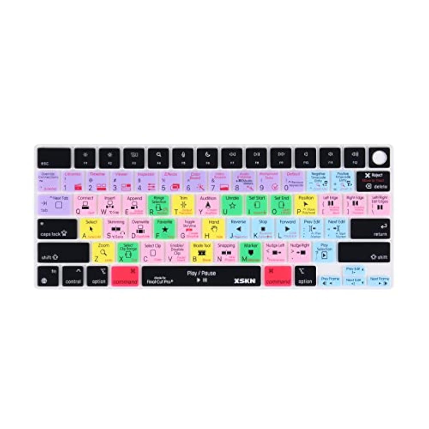 XSKN Final Cut Pro Shortcut US Layout Silicone Keyboard Cover Skin for 2021 Re