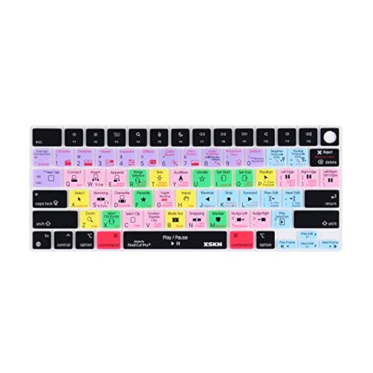 XSKN Final Cut Pro Shortcut US Layout Silicone Keyboard Cover Skin for 2021 Re