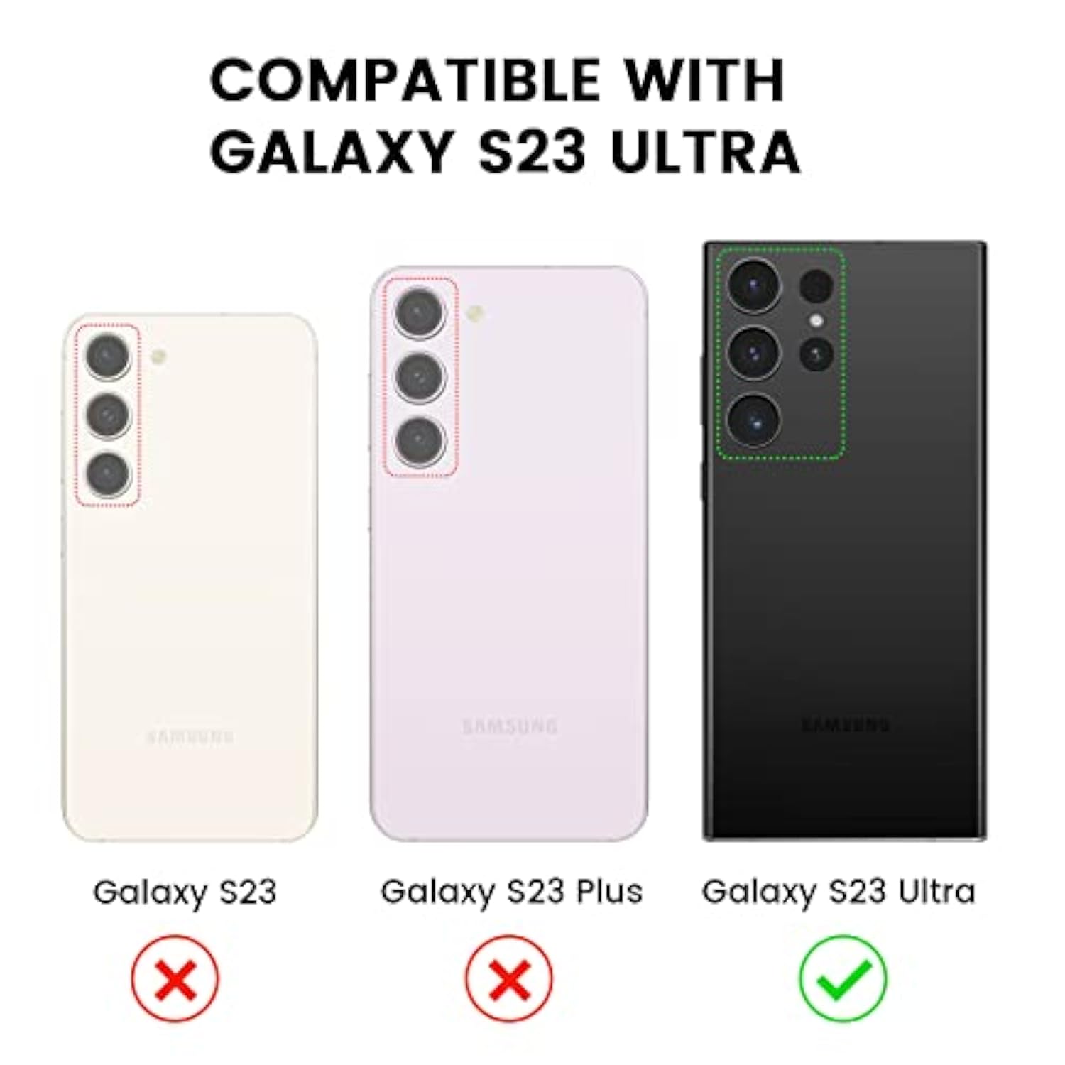 (3+2Pcs For Samsung Galaxy S23 Ultra 5G Camera Lens Protector, 9H Tempered Glass Camera Cover Screen Protector Metal Individual Ring [Installation Tray][Removal Tool][Case Friendly]- Glitter