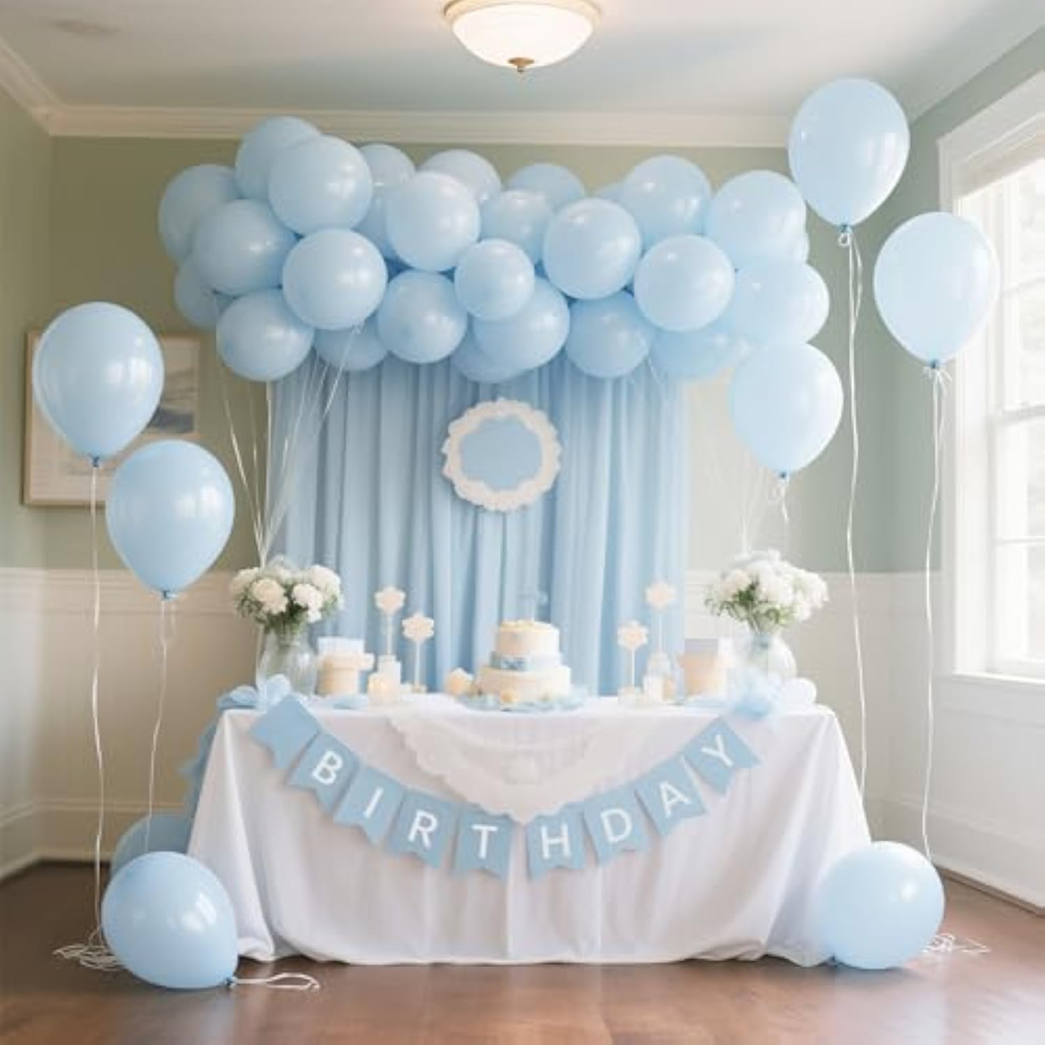 Pastel Blue Latex Party Balloons 160 Pack 5 Inch Round Light Blue Balloons For Wedding Baby Shower Gender Reveal Birthday Party Decoration