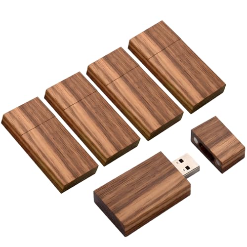 32Gb Wood Flash Drive 3.0 5 Pack, Rectangle Walnut Wooden Thumb Drive 32 Gb Usb Stick Gig Stick Usb3.0 Memory Stick Jump Drive For Backup Picturs/Videos Ideal Gift (5Pcs / Walnut)