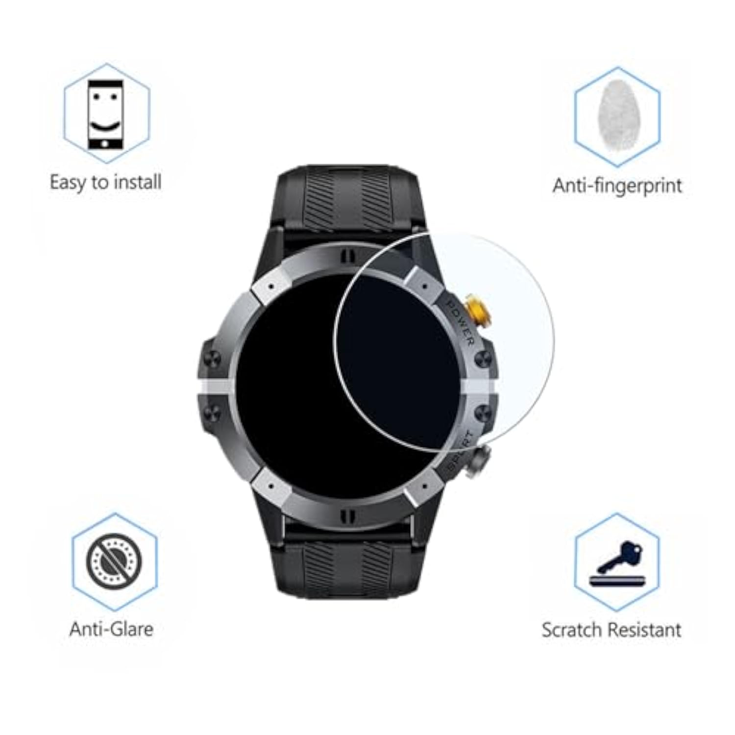 Screen Protector Compatible For Dekelife Ak57 Smart Watch 1.52" (3Pack) Tempered Glass Film Compatible For Jdcrsj, Bvlrksc S66 Smart Watch