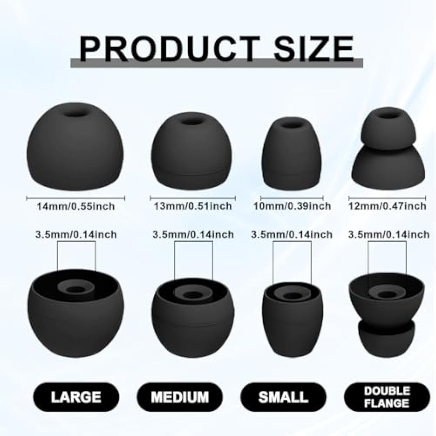 4 Pairs Replacement Eartips For Powerbeats Pro Earbuds With Cleaning Pen, Replacement Silicone Ear Tips Set - Small, Medium, Large And Double Flange, Anti-Slip Replacement Accessories (Black)