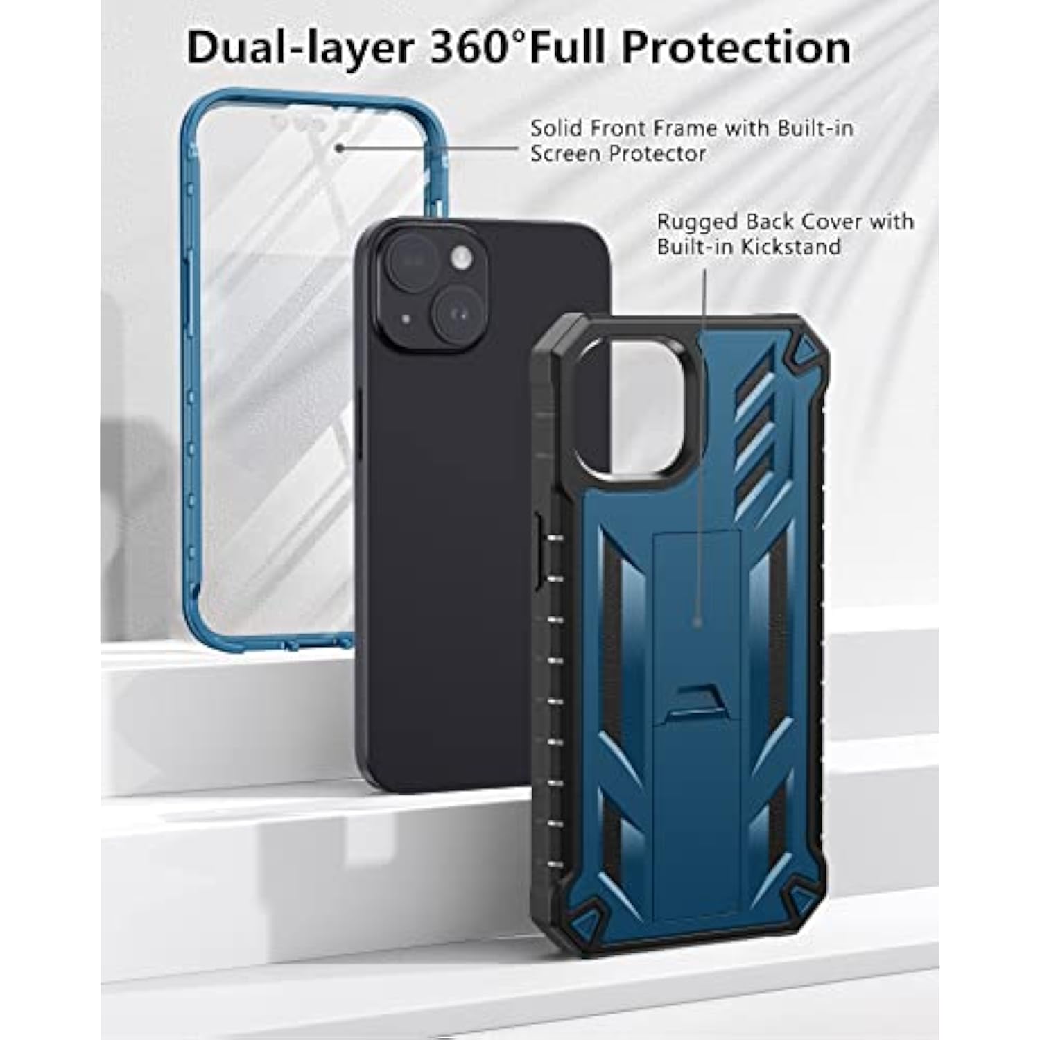 For Iphone 14 Plus Case: Military Grade Drop Proof Rugged Protective Cell Phone Cover With Kickstand & Built-In Protection | Matte Textured Shockproof Tpu Hybrid Bumper Cases