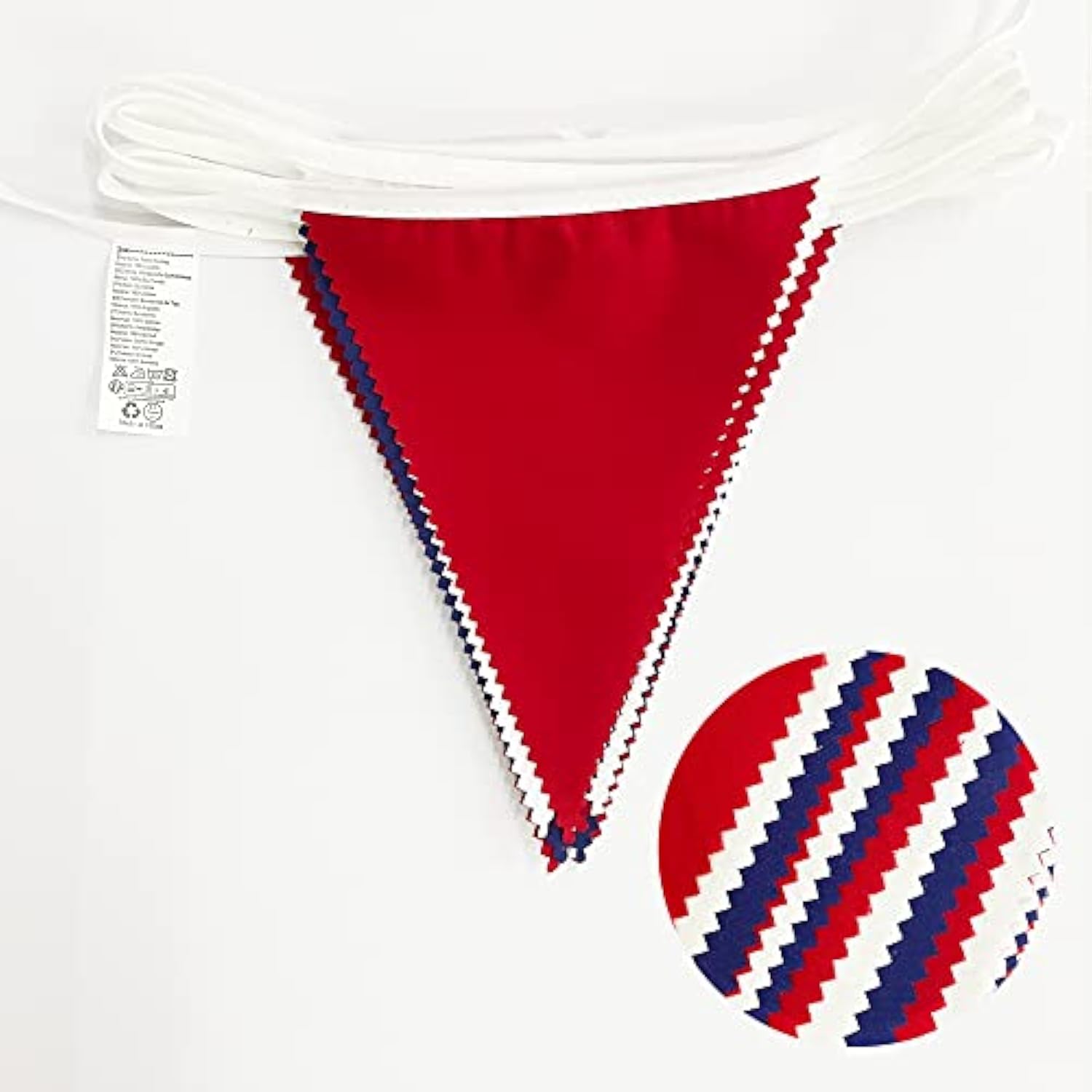 32Ft Red, Blue & White Pennant Banner - Patriotic Party Garland for 4th of July