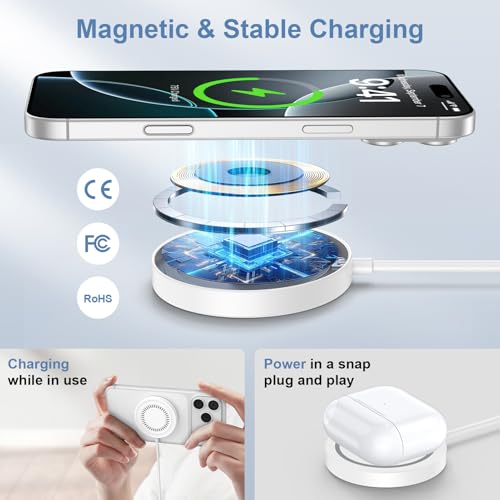 Magnetic Wireless Charger for iPhone Mag-Safe Charger Pad for iPhone 17 Pro Max/16/15/14/13/ Galaxy S26 Ultra/S26/S25/S24/S23/S22/S21/S20/15W