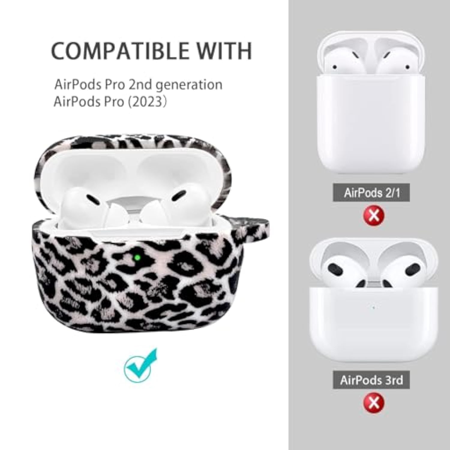 Airpods Case, Pro 2Nd Generation Case Cover 2022, Soft Silicone Compatible With Apple Airpods Pro Case 2023/2022/2019, Cute Skin Full Protective Case With Bracelet Keychain (Keychain-Leopard)