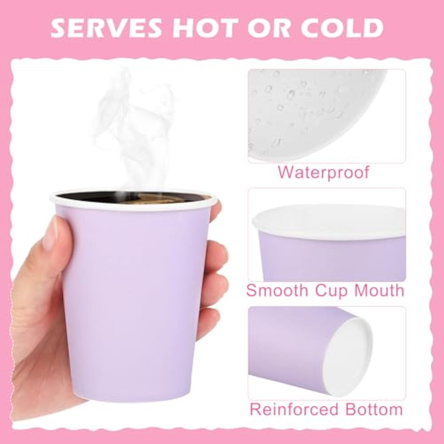 60 Pieces 9 Ounce Disposable Paper Cups Pastel Rainbow Party Cups Drinking Cups For Party, Diy And Holiday, 6 Colors