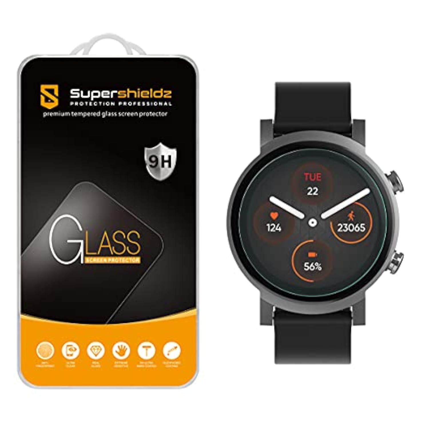 (2 Pack) Designed For Ticwatch E3 Tempered Glass Screen Protector, Anti Scratch, Bubble Free