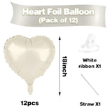 12pcs Cream Heart Balloons for Bridal, Wedding, Gender Reveal & Party Decor