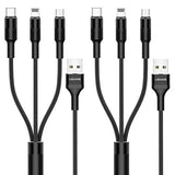 [2 Pack] Multi Charging Cable, 5Ft 3 In 1 Nylon Braided Usb Multiple Charger Fast Charging Cord Compatible With Most Smart Phones & Pads