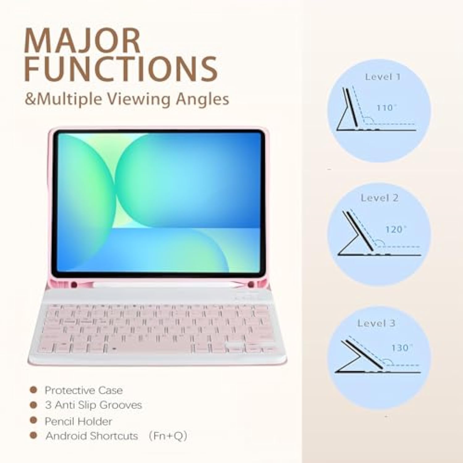 Keyboard Case For Samsung Galaxy Tab A8 10.5 2022, Samsung A8 Tablet Case With Pen Slot Detachable Wireless Bluetooth Keyboard With Mouse (Sm-X200/X205/X207) - (Pink)
