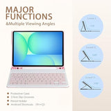 Keyboard Case For Samsung Galaxy Tab A8 10.5 2022, Samsung A8 Tablet Case With Pen Slot Detachable Wireless Bluetooth Keyboard With Mouse (Sm-X200/X205/X207) - (Pink)