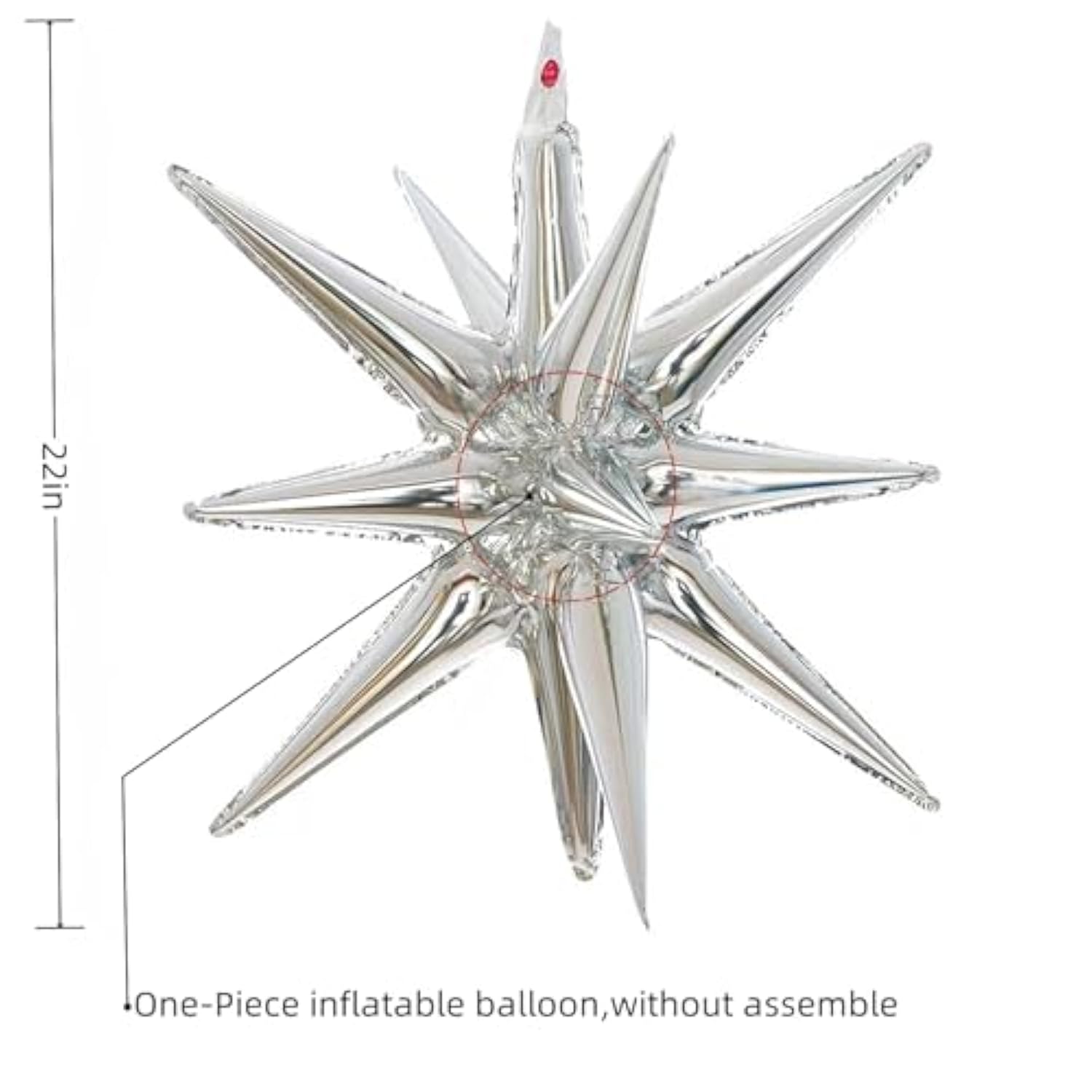 6 Pcs 22-Inch Silver Starburst Balloons 4D Star Foil Decor for NYE & Weddings
