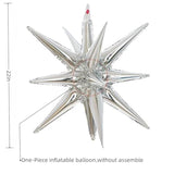 6 Pcs 22-Inch Silver Starburst Balloons 4D Star Foil Decor for NYE & Weddings