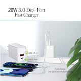 Usb C Charger Block, 20W Dual Port Type C Fast Wall Charging Head, Power Adapter Cube For Apple Iphone 16, 15, 14, 13, 12, 11, X, 8, And Apple Watch9, 8, 7, Ipad, White, 2 Pack